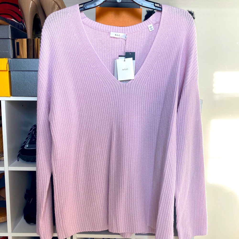 A.L.C. Womens V-Neck Sweater in Lavender NWT Sz S